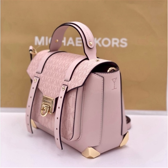Michael Kors Manhattan Satchel Crossbody Powder Blush Multi - Picture 5 of 16